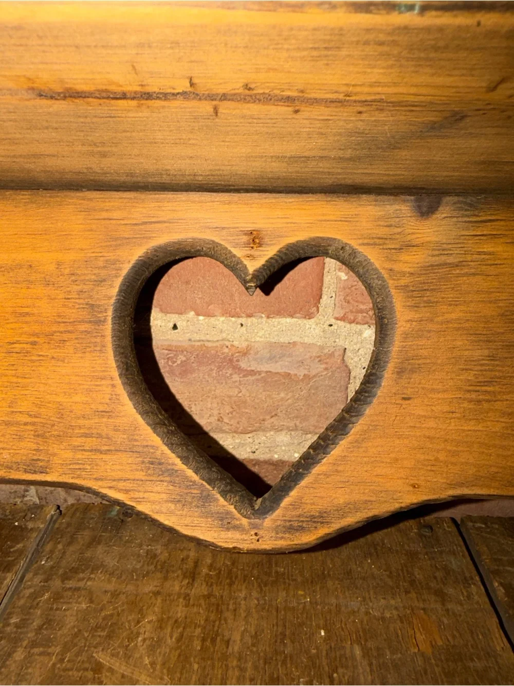 Wooden Heart Cutout Wall Shelf - Rustic Brown Farmhouse